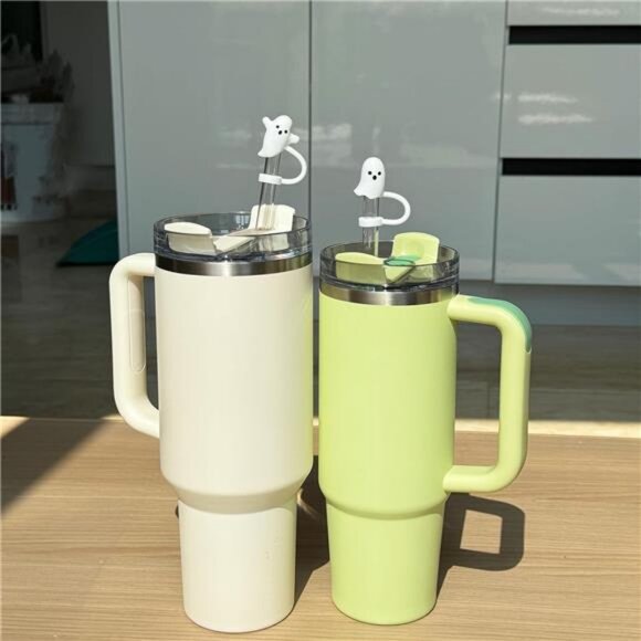 Cute Ghost Straw Covers Cap Compatible with Stanley Cup 30 40 oz, 4PCS Silicone - Picture 3 of 7